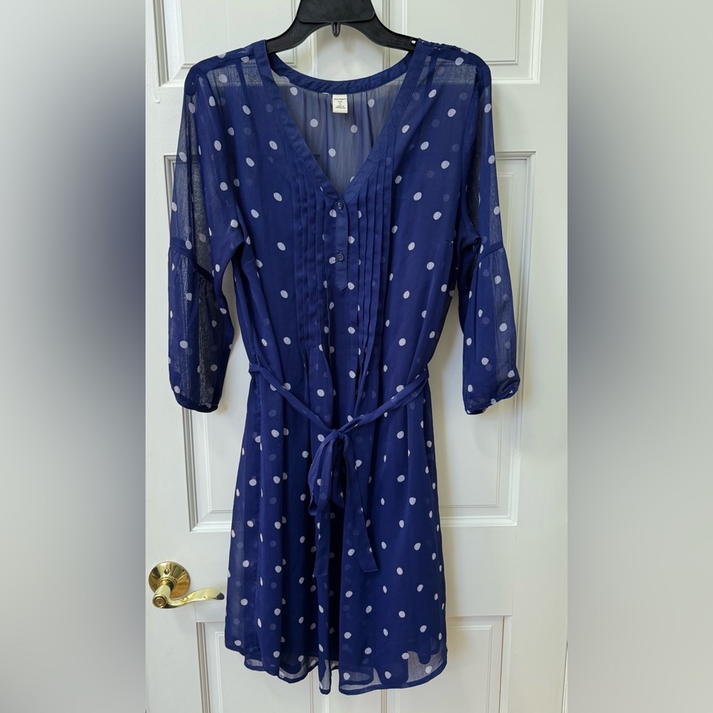 Old Navy Blue Polka Dot Dress Large